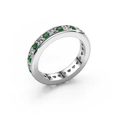Stackable ring Nienke 585 white gold emerald 2.2 mm