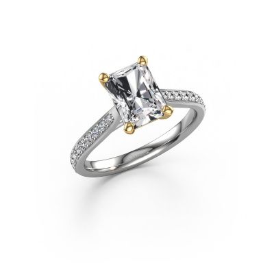 Engagement ring Mignon rad 2 585 white gold custom diamond 6.5x4.5 mm