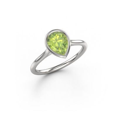 Verlobungsring Lavon Per 950 Platin Peridot 8x6 mm