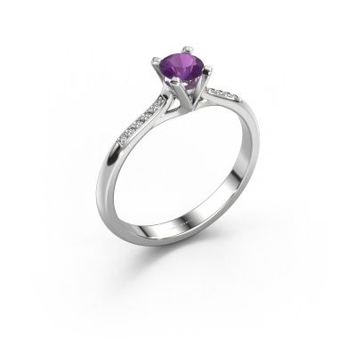 Engagement ring Isa 2 585 white gold amethyst 4.2 mm
