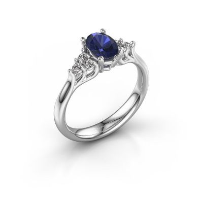 Engagement ring Monika OVL 585 white gold sapphire 7x5 mm