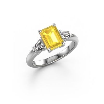 Engagement ring Kina EME 950 platinum yellow sapphire 8x6 mm