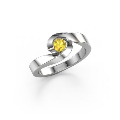Bague Sheryl 950 platine saphir jaune 4 mm