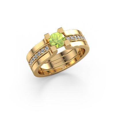 Bague de fiançailles Myrthe 585 or jaune péridot 5 mm