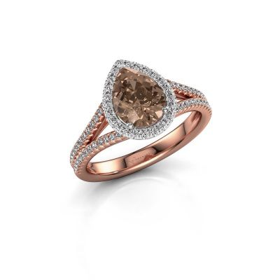 Verlovingsring Verla pear 2 585 rosé goud bruine diamant 1.387 crt