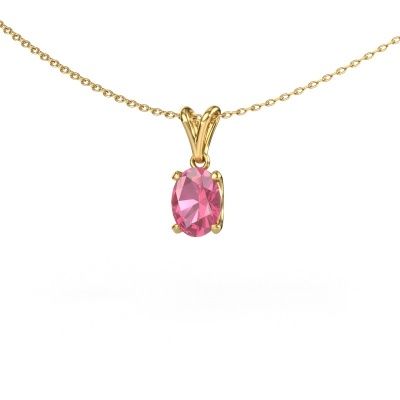Pendant Sam OVL 585 gold pink sapphire 8x6 mm