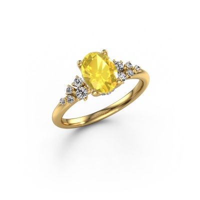 Engagement ring Emma OVL 585 gold yellow sapphire 8x6 mm