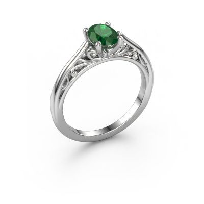 Engagement ring Shannon ovl 950 platinum emerald 7x5 mm