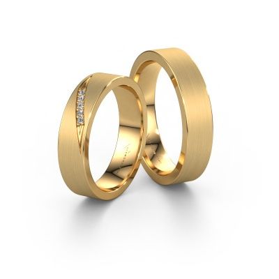 Wedding rings set WH2148LM25AM ±0.20x0.07 in 14 Carat white gold diamond 0.008 crt