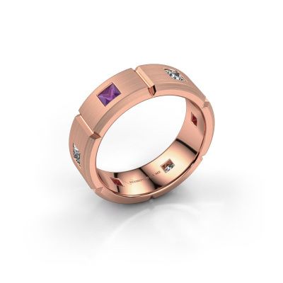 Heren ring Steve 585 rosé goud amethist 3 mm