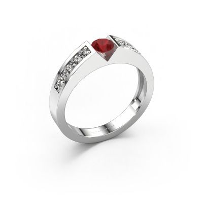 Engagement ring Lizzy 2 585 white gold ruby 4.2 mm