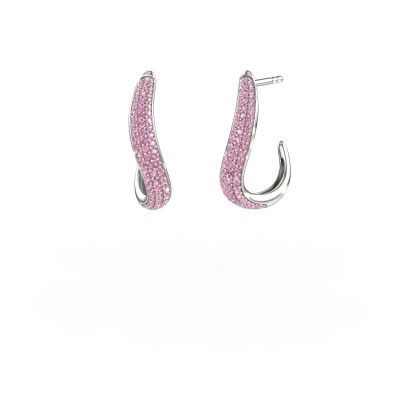 Boucles d'oreilles Dina 2 585 or blanc saphir rose 0.8 mm