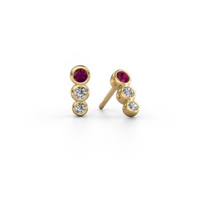 Boucles d'oreilles Felica 585 or jaune rhodolite 2.7 mm