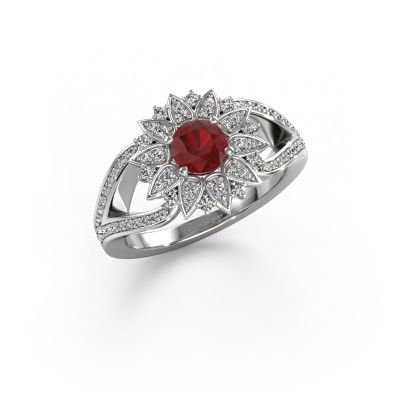 Ring Chasidy 2 585 white gold ruby 5 mm