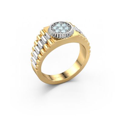 Heren ring Nout 585 goud aquamarijn 2 mm
