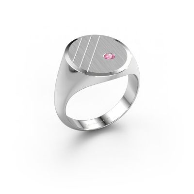 Signet ring Wesley 5 950 platinum pink sapphire 2.5 mm
