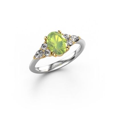 Engagement ring Melani OVL 585 white gold peridot 8x6 mm