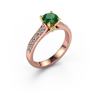Engagement ring Valorie RND 2 585 rose gold emerald 6.5 mm