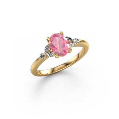 Engagement ring Megan OVL 585 gold pink sapphire 7,5x5,5 mm