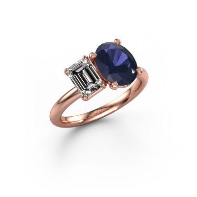 Engagement ring Toi et Moi OVL-EME 585 rose gold sapphire 9x7 mm