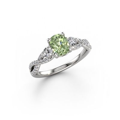 Engagement ring Marilou CSH 950 platinum green lab grown diamond 7.4x5.8 mm