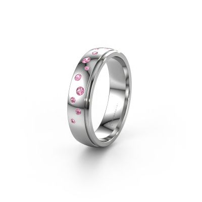 Wedding ring WH0517L25AP 950 platinum pink sapphire ±0.20x0.07 in
