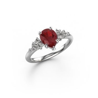 Engagement ring Royce PER 950 platinum ruby 8x6 mm