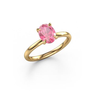 Verlovingsring Crystal OVL 1 585 goud roze saffier 8x6 mm