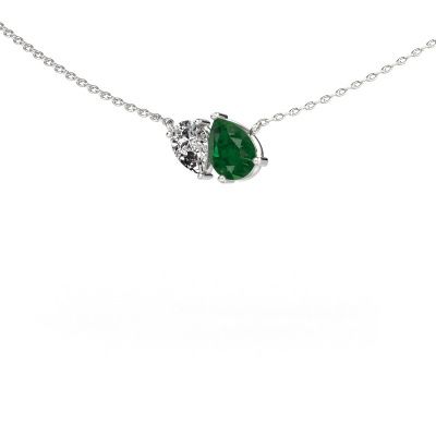 Pendant Toi et Moi PER PER 585 white gold emerald 8x6 mm