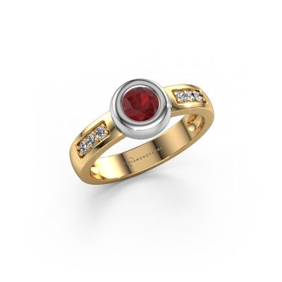 Ring Charlotte Round 585 gold ruby 4.7 mm