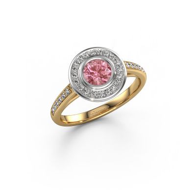 Engagement ring Noud 2 RND 585 gold pink lab grown diamond 5 mm
