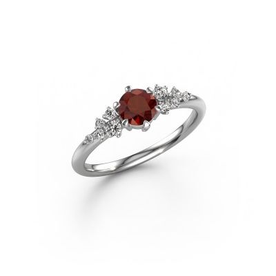 Engagement ring Royce RND 585 white gold garnet 5 mm