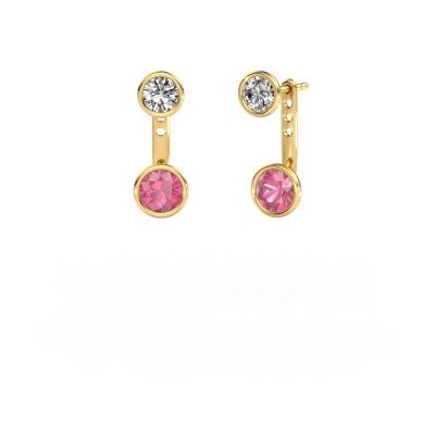 Boucles d'oreilles Halle 585 or jaune saphir rose 6 mm