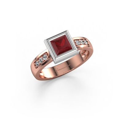 Ring Charlotte Square 585 rose gold ruby 5 mm