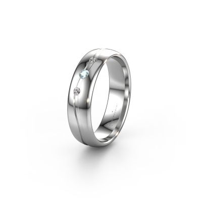 Bague d'amitié WH0907L35X 950 platine aigue-marine ±5x1.4 mm