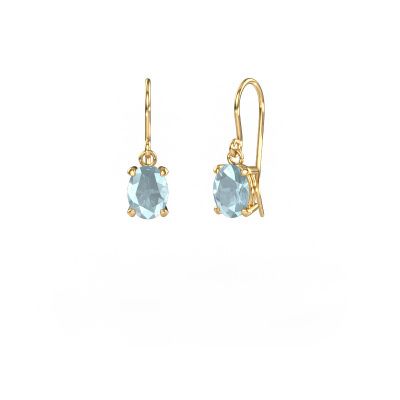 Drop earrings Laurie OVL 1 585 gold aquamarine 8x6 mm