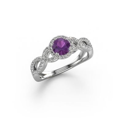 Engagement ring Dionne rnd 950 platinum amethyst 5 mm
