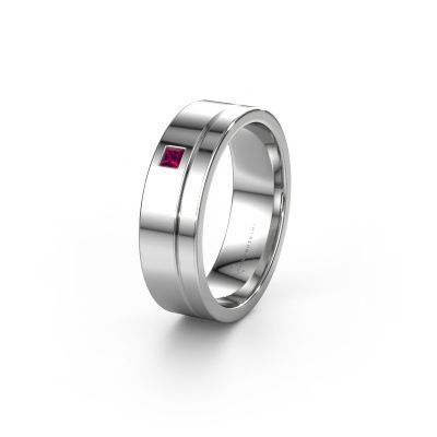 Wedding ring WH0301L16APSQ 585 white gold rhodolite ±0.24x0.07 in