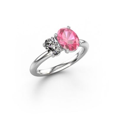 Engagement ring Toi et Moi OVL-OVL 950 platinum pink sapphire 8x6 mm
