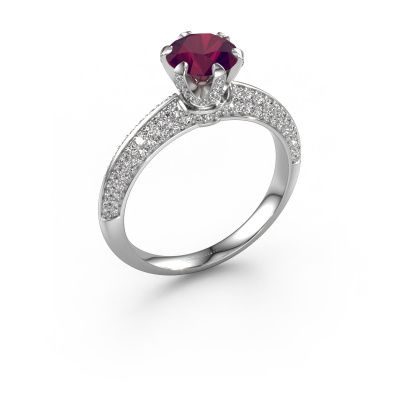 Engagement ring Abby 585 white gold rhodolite 6.5 mm