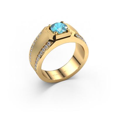 Men's ring Maarten 585 gold blue topaz 6.5 mm