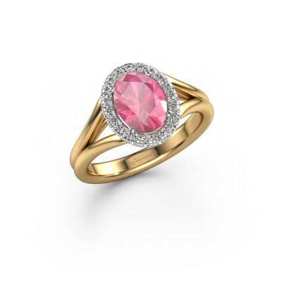 Bague de fiançailles Verla ovl 1 585 or jaune saphir rose 8x6 mm