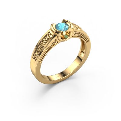 Engagement ring Elena 585 gold blue topaz 4 mm