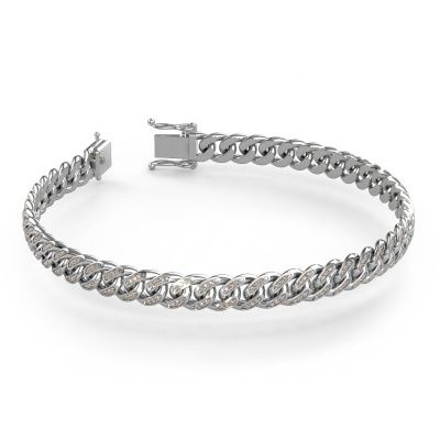 Cuban armband ±8 mm witgoud bruine diamant