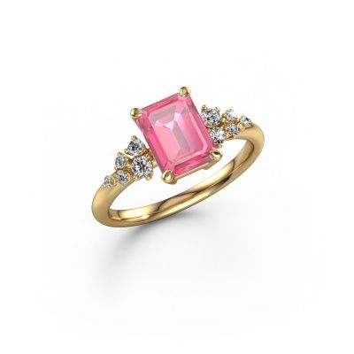 Engagement ring Royce EME 585 gold pink sapphire 8x6 mm