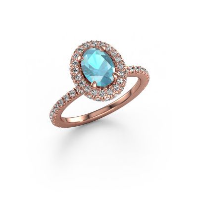 Engagement ring Talitha OVL 585 rose gold blue topaz 7x5 mm