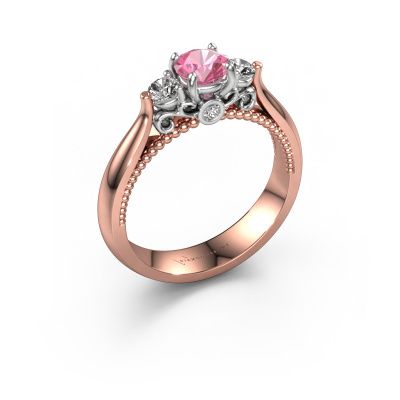 Verlobungsring Tiffani 585 Roségold Pink Saphir 5 mm