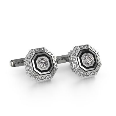 Cufflinks Dion 585 white gold zirconia 5 mm