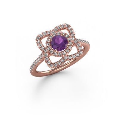 Engagement ring Cleopatra 585 rose gold amethyst 5 mm