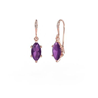 Drop earrings Laurie MRQ 2 585 rose gold amethyst 10x5 mm